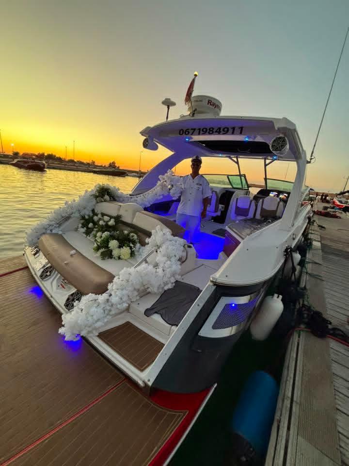 Boat cruising on the Mediterranean sea near Saïdia marina